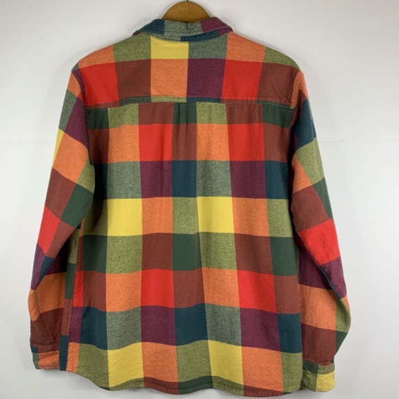 100% cotton, multi color plaid flannel button down shirt boho cabincore - Picture 7 of 11